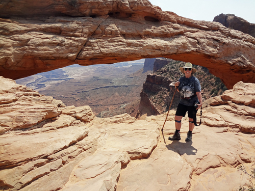 Karen Duquette at Mesa Arch overlook